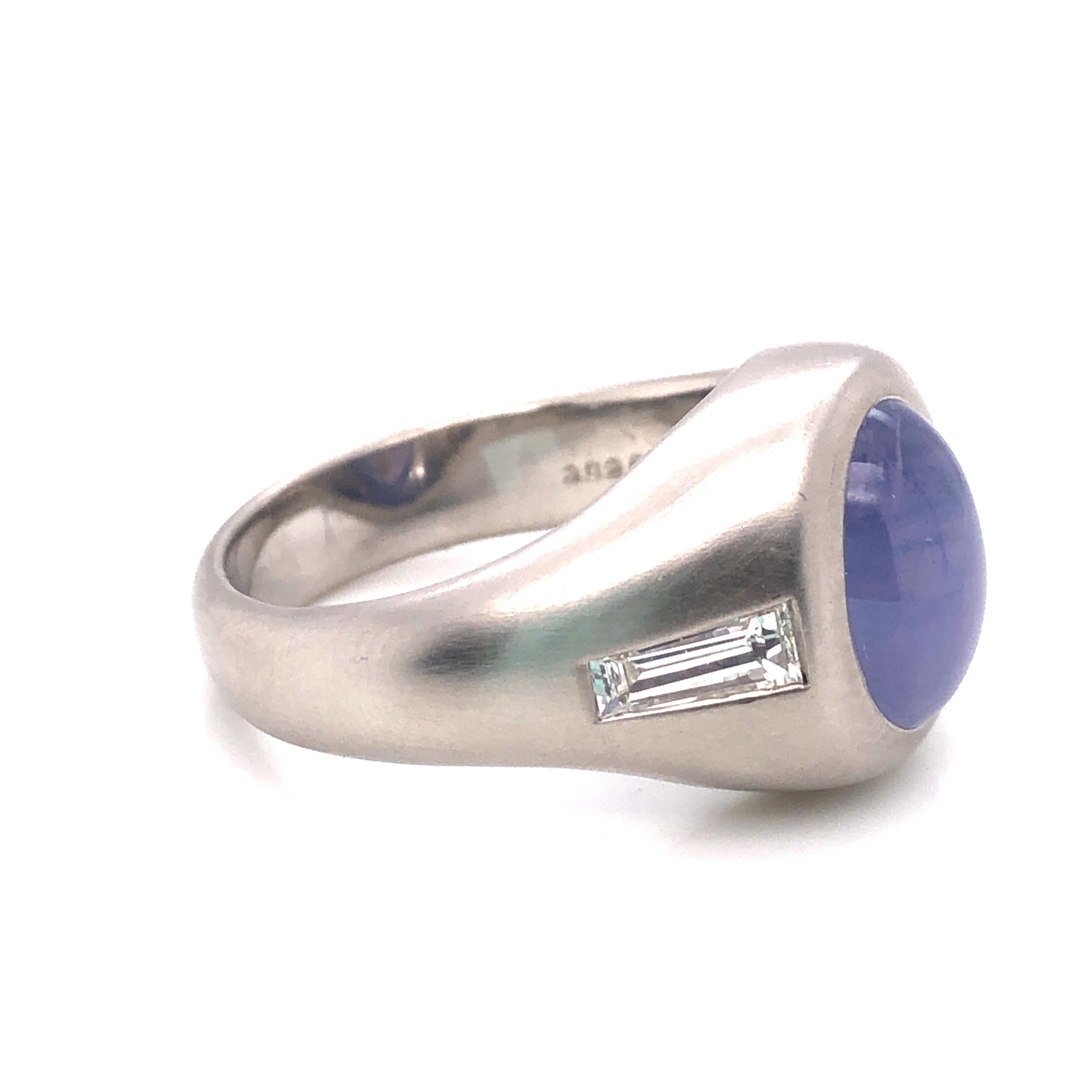 Contemporary Oscar Heyman 7.91 Carat Ceylon Star Sapphire and Diamond Gent's Ring For Sale