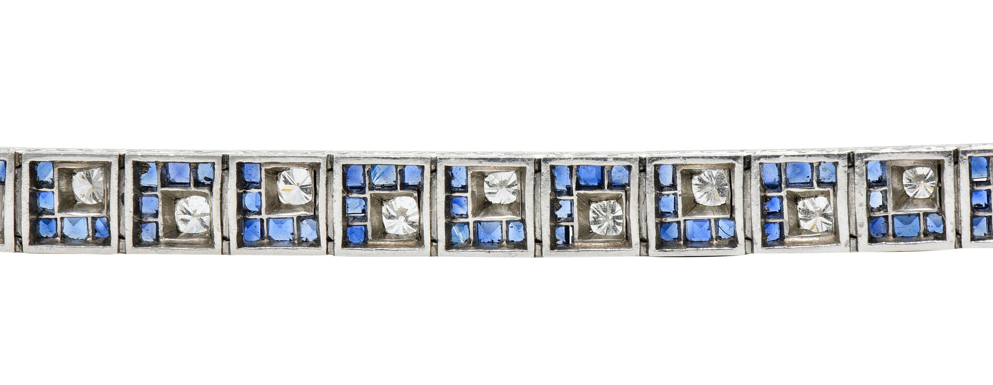 Oscar Heyman 8.45 Carats Sapphire Diamond Platinum Line Bracelet, Circa 1950 4