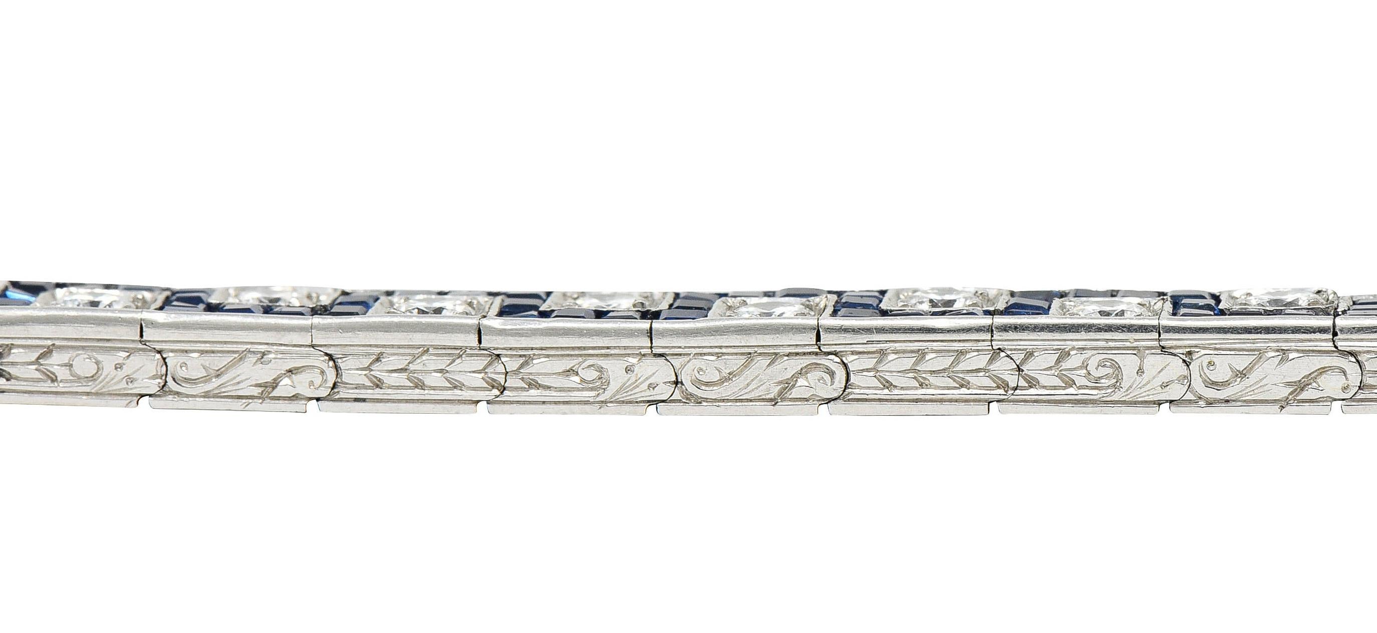 Oscar Heyman 8.45 Carats Sapphire Diamond Platinum Line Bracelet, Circa 1950 5