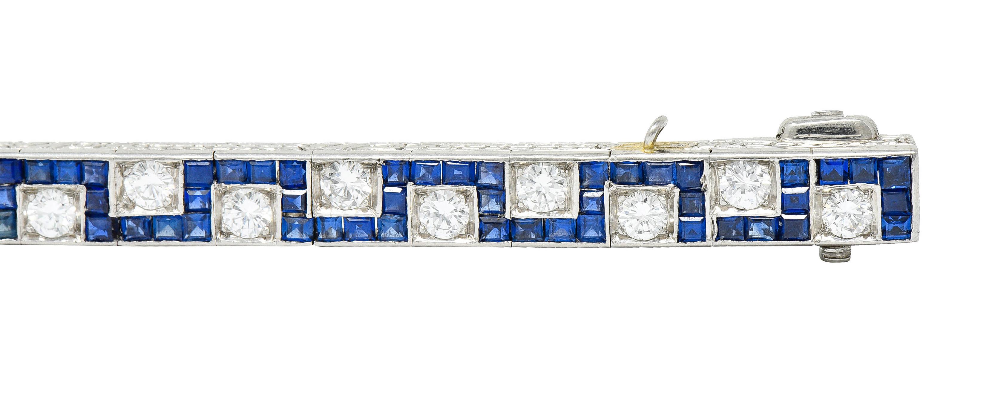 Oscar Heyman 8.45 Carats Sapphire Diamond Platinum Line Bracelet, Circa 1950 1