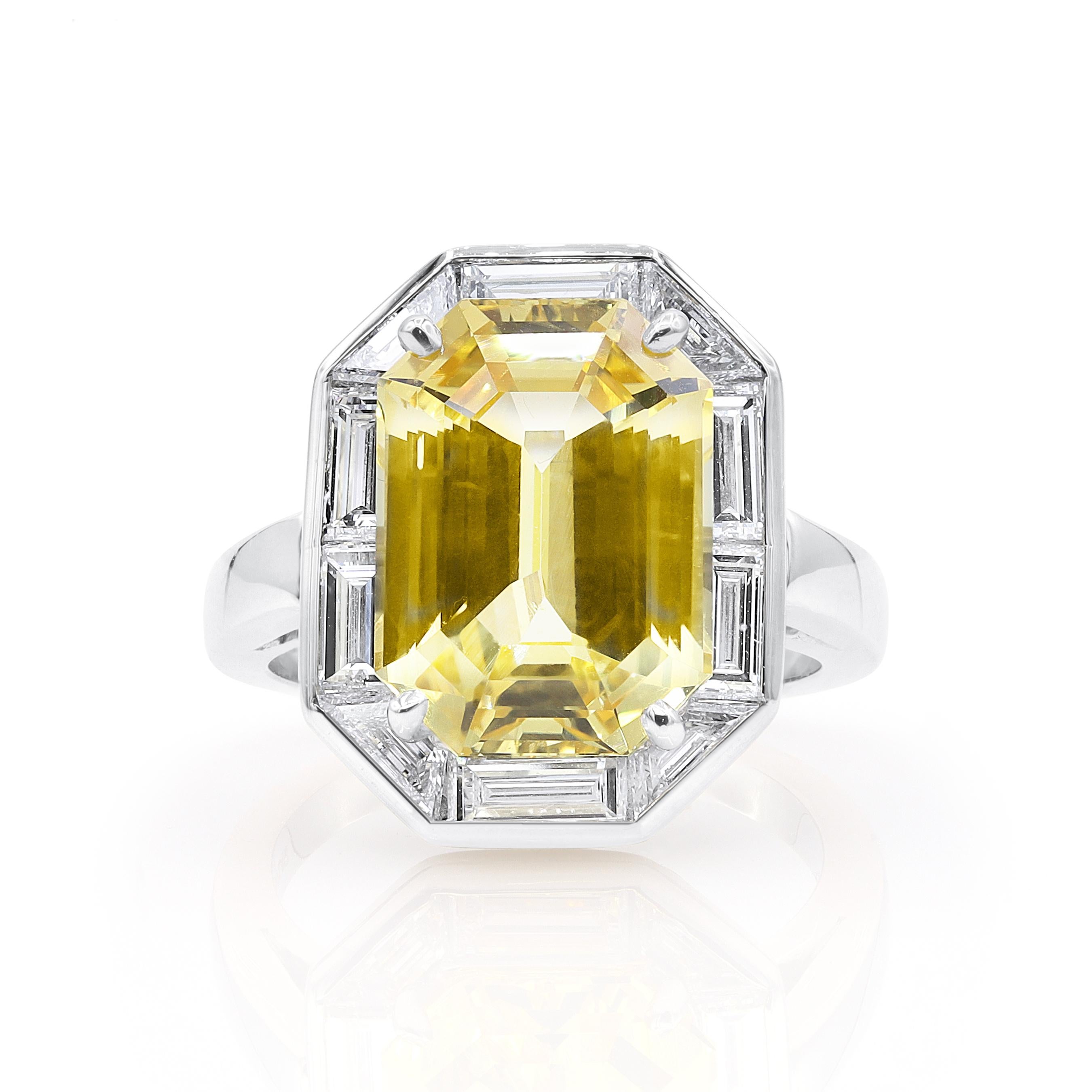 Oscar Heyman 9.01ct Unheated Ceylon Yellow Sapphire & Diamond Frame Ring