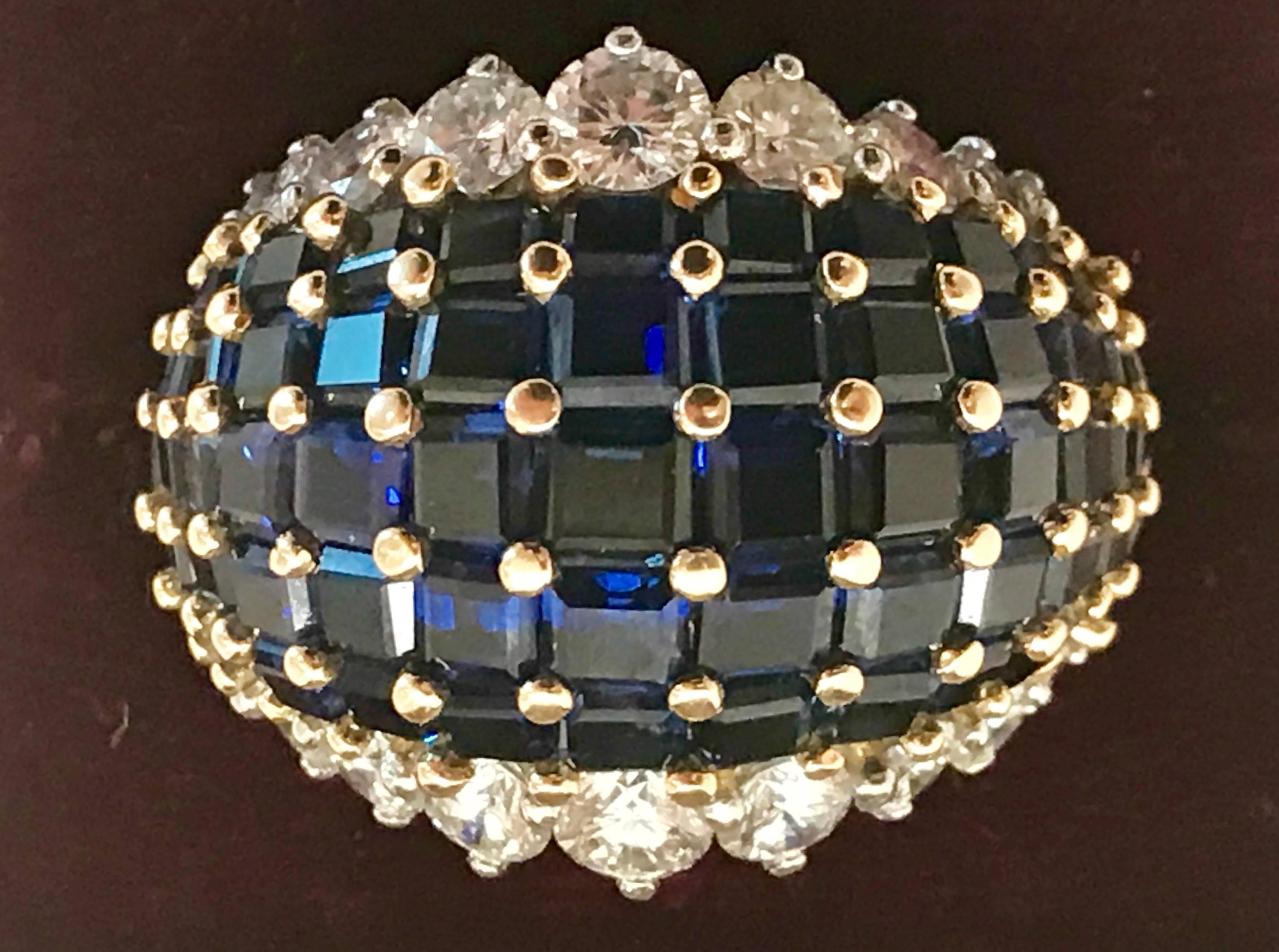 Mid-20th Century Oscar Heyman American Sapphire and Diamond Ring Mounted in 18-Karat Gold