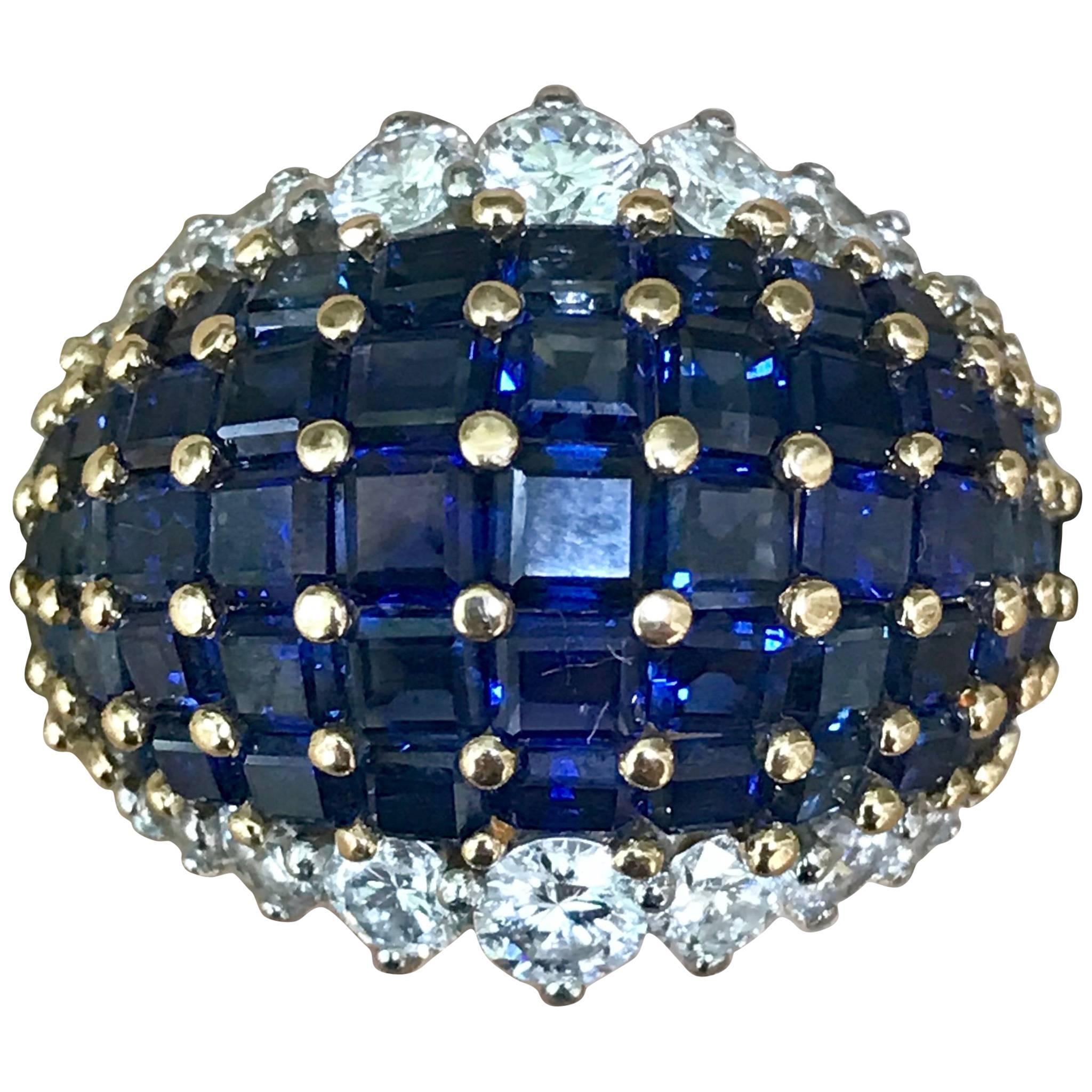 Oscar Heyman American Sapphire and Diamond Ring Mounted in 18-Karat Gold