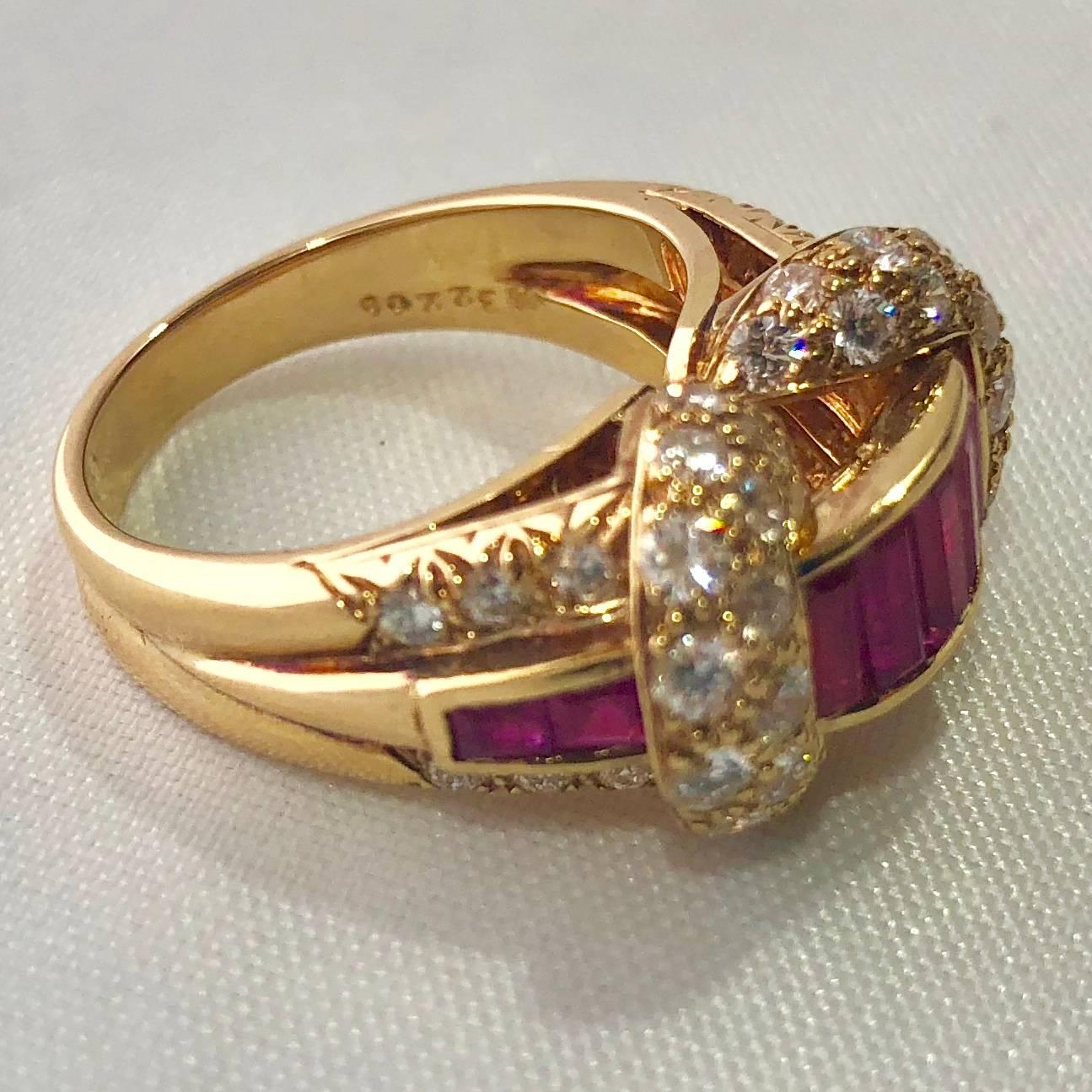 Oscar Heyman and Brothers 18 Karat Gold, Ruby and Diamond Cocktail Ring For Sale 6