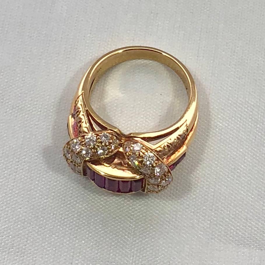 Oscar Heyman and Brothers 18 Karat Gold, Ruby and Diamond Cocktail Ring For Sale 7
