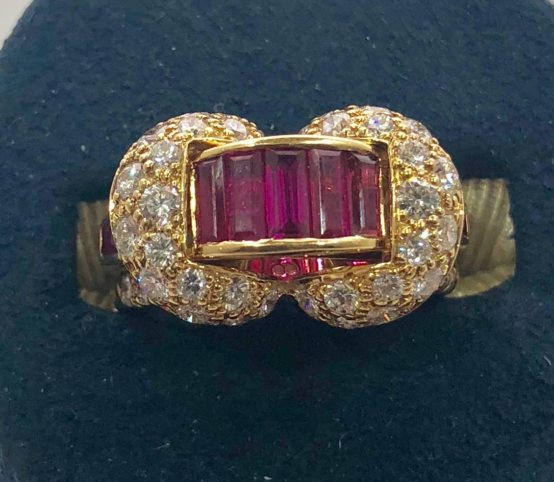 Oscar Heyman and Brothers 18 Karat Gold, Ruby and Diamond Cocktail Ring In New Condition For Sale In Mansfield, OH