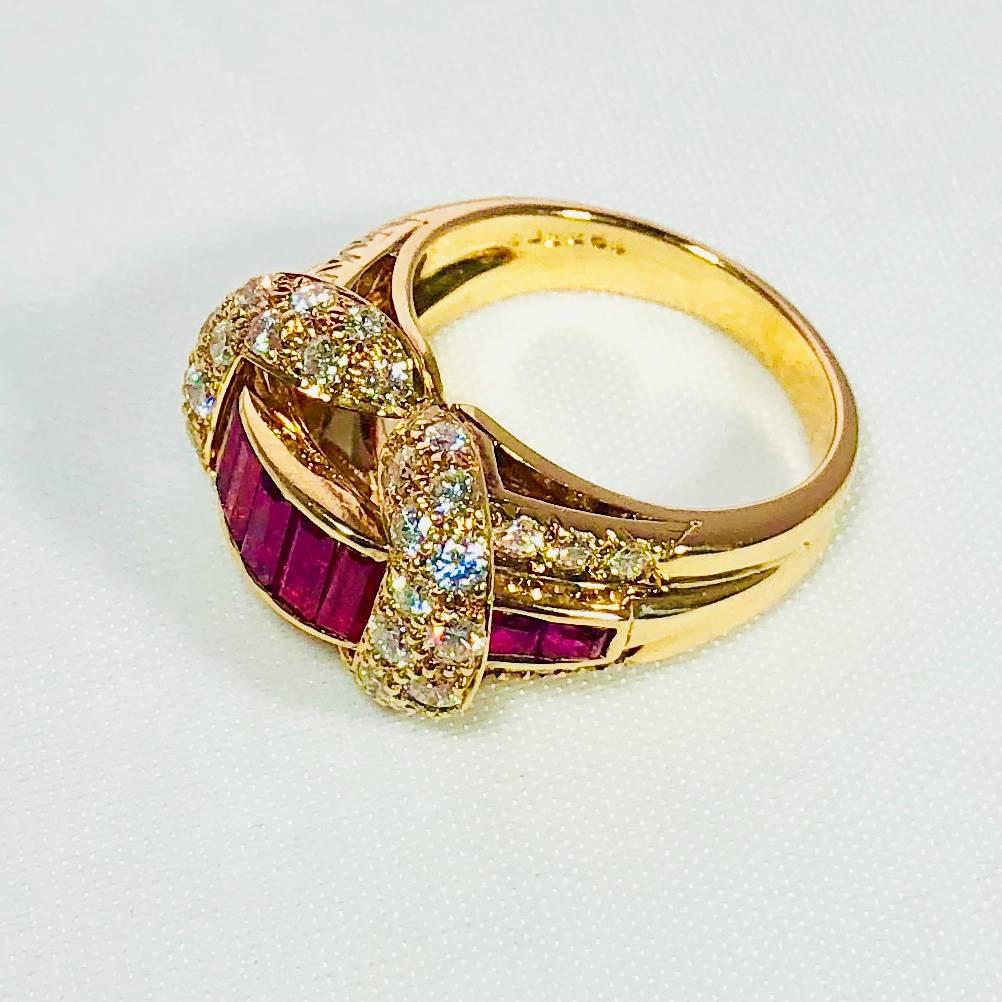 Oscar Heyman and Brothers 18 Karat Gold, Ruby and Diamond Cocktail Ring For Sale 2