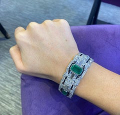 Oscar Heyman Bracciale Art Deco con smeraldo, onice e diamanti