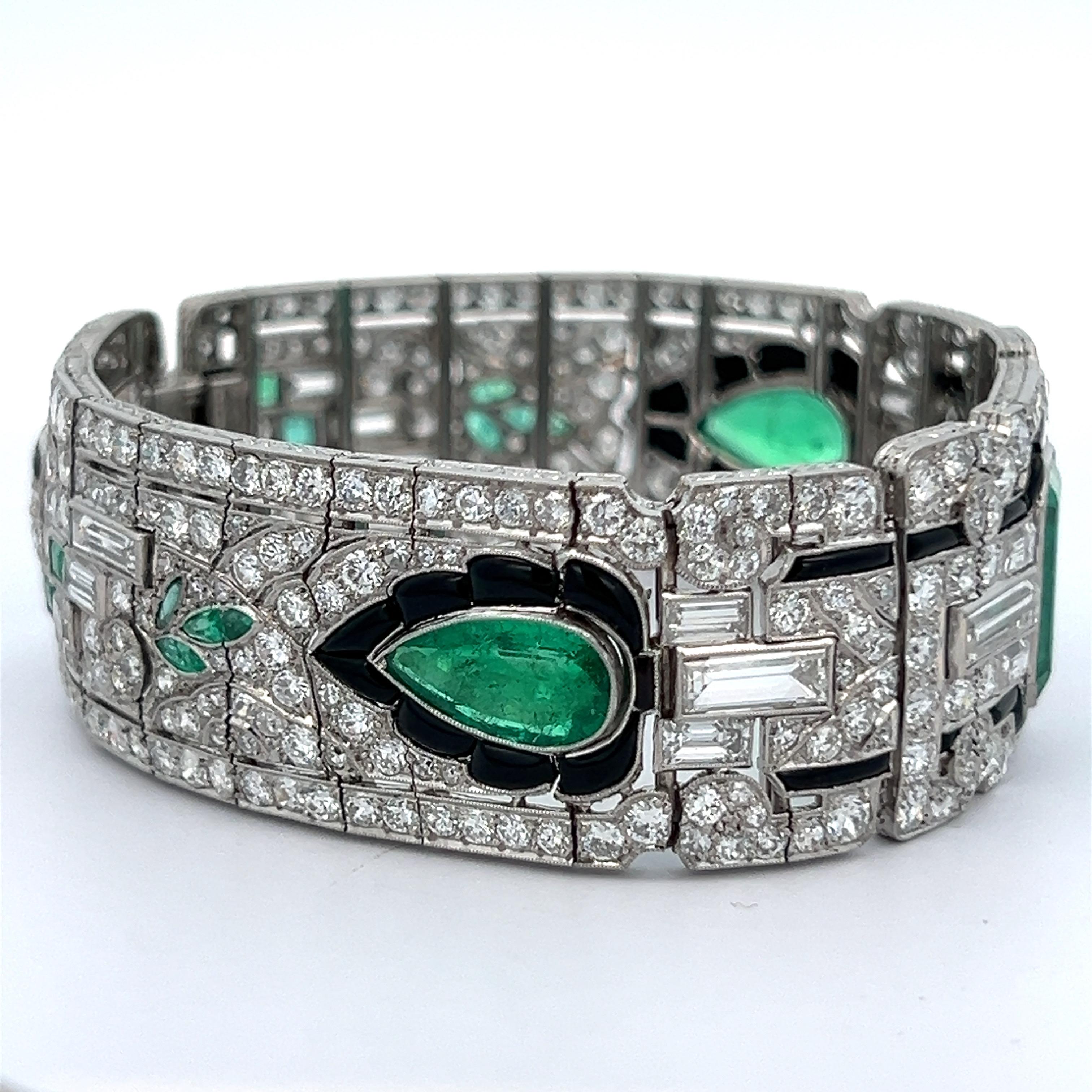 Oscar Heyman Art Deco Emerald & Diamond Bracelet  1
