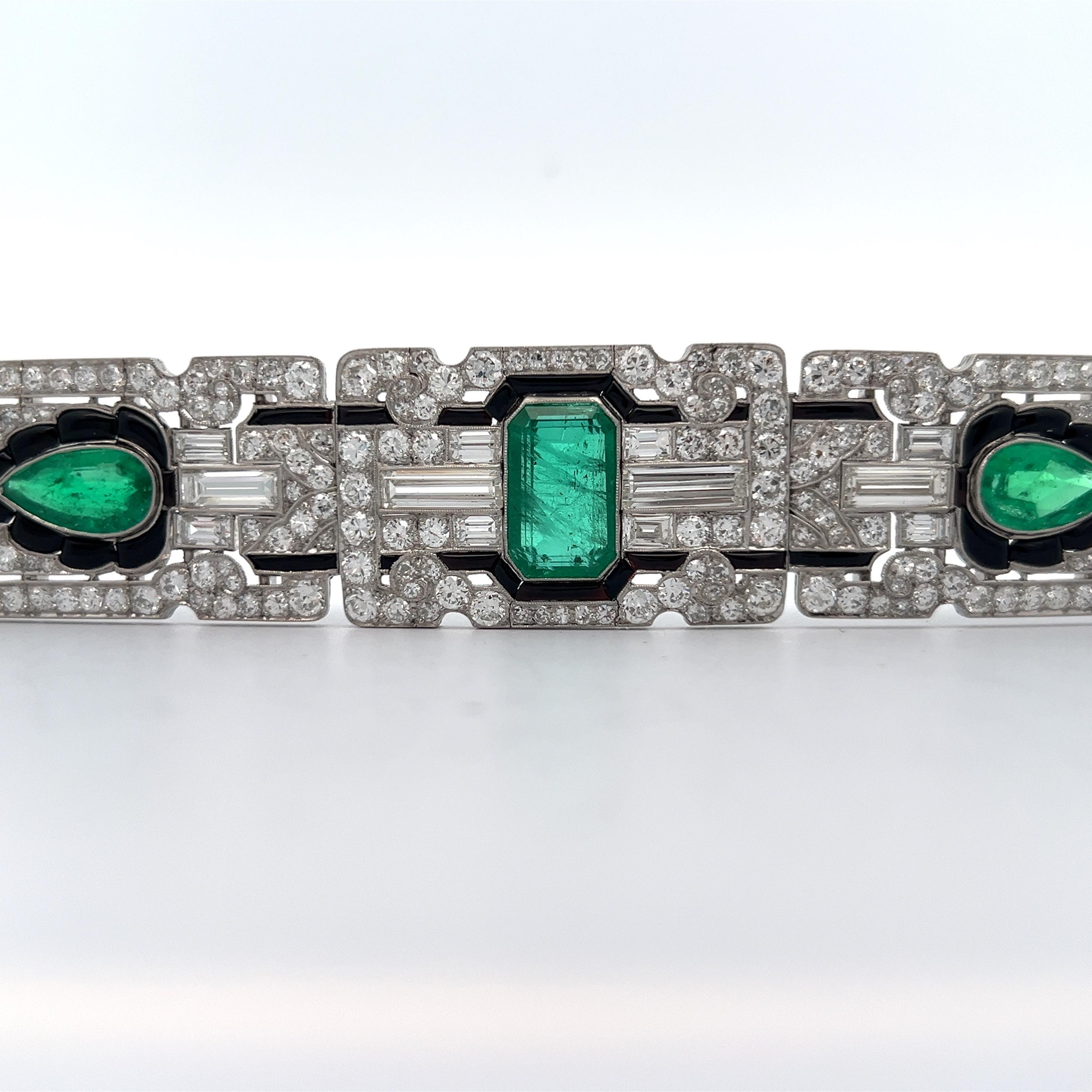 Oscar Heyman Art Deco Emerald & Diamond Bracelet  For Sale 2