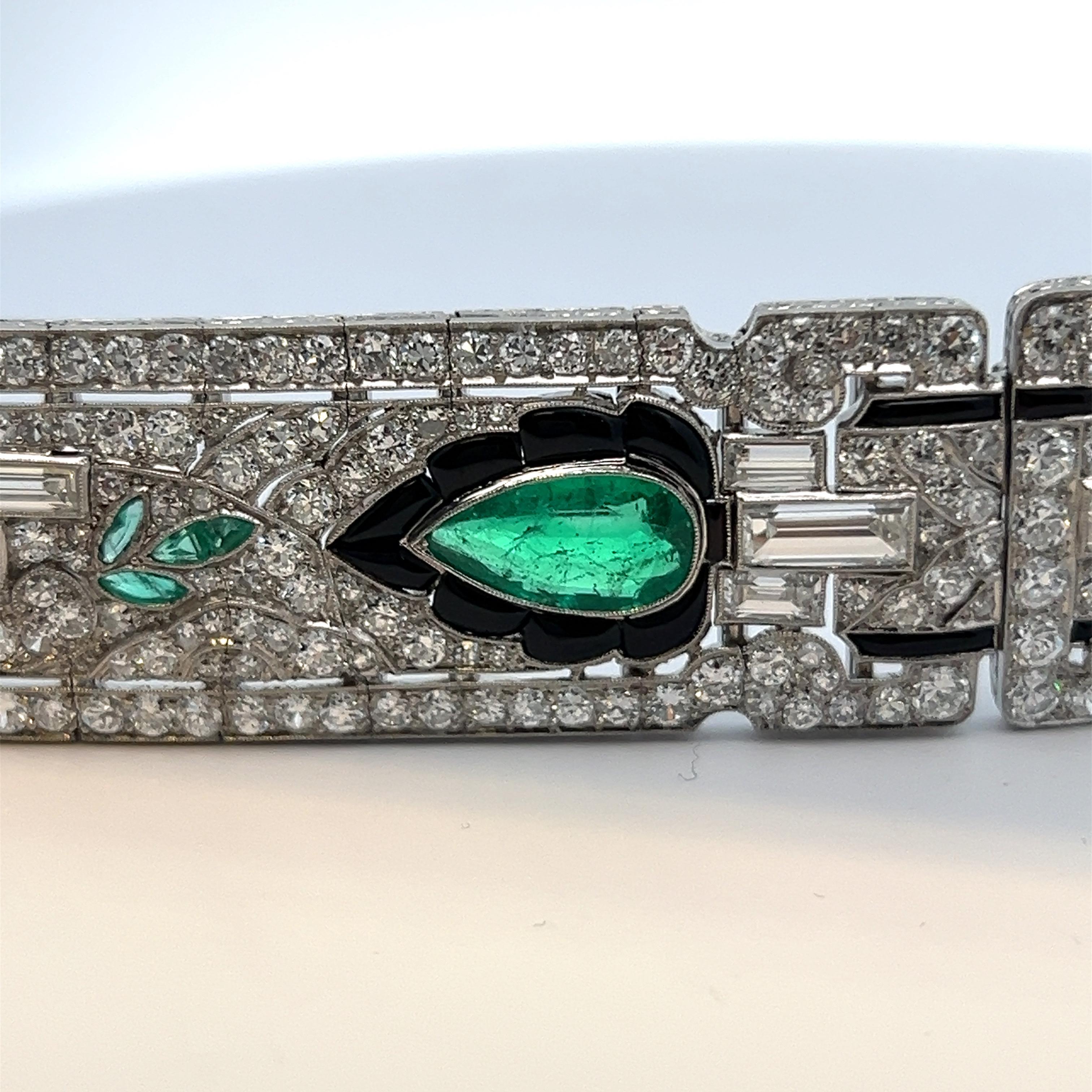 Oscar Heyman Art Deco Emerald & Diamond Bracelet  For Sale 3