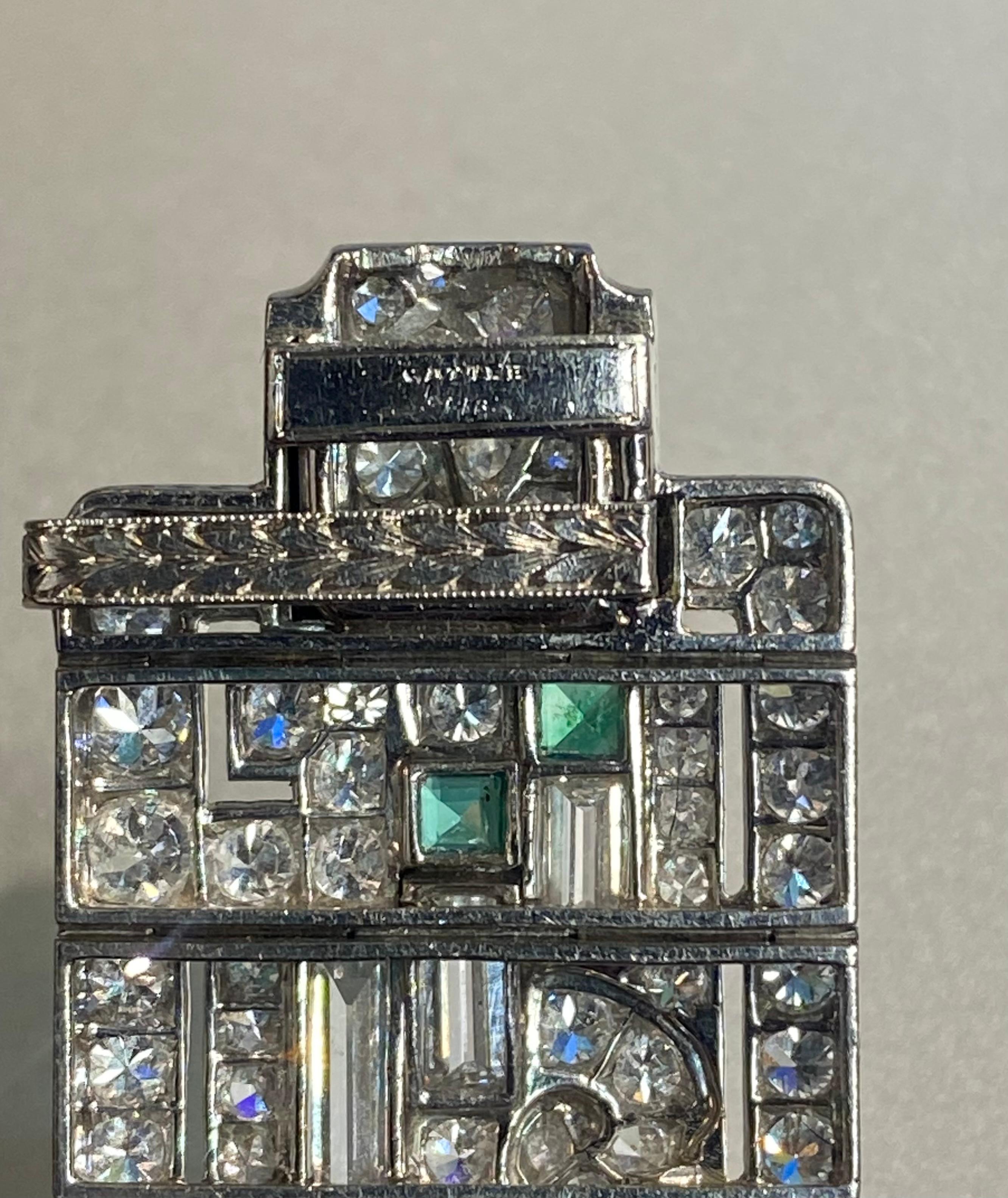 Oscar Heyman Pulsera Art Déco Esmeralda Ónice y Diamantes Corte mixto en venta