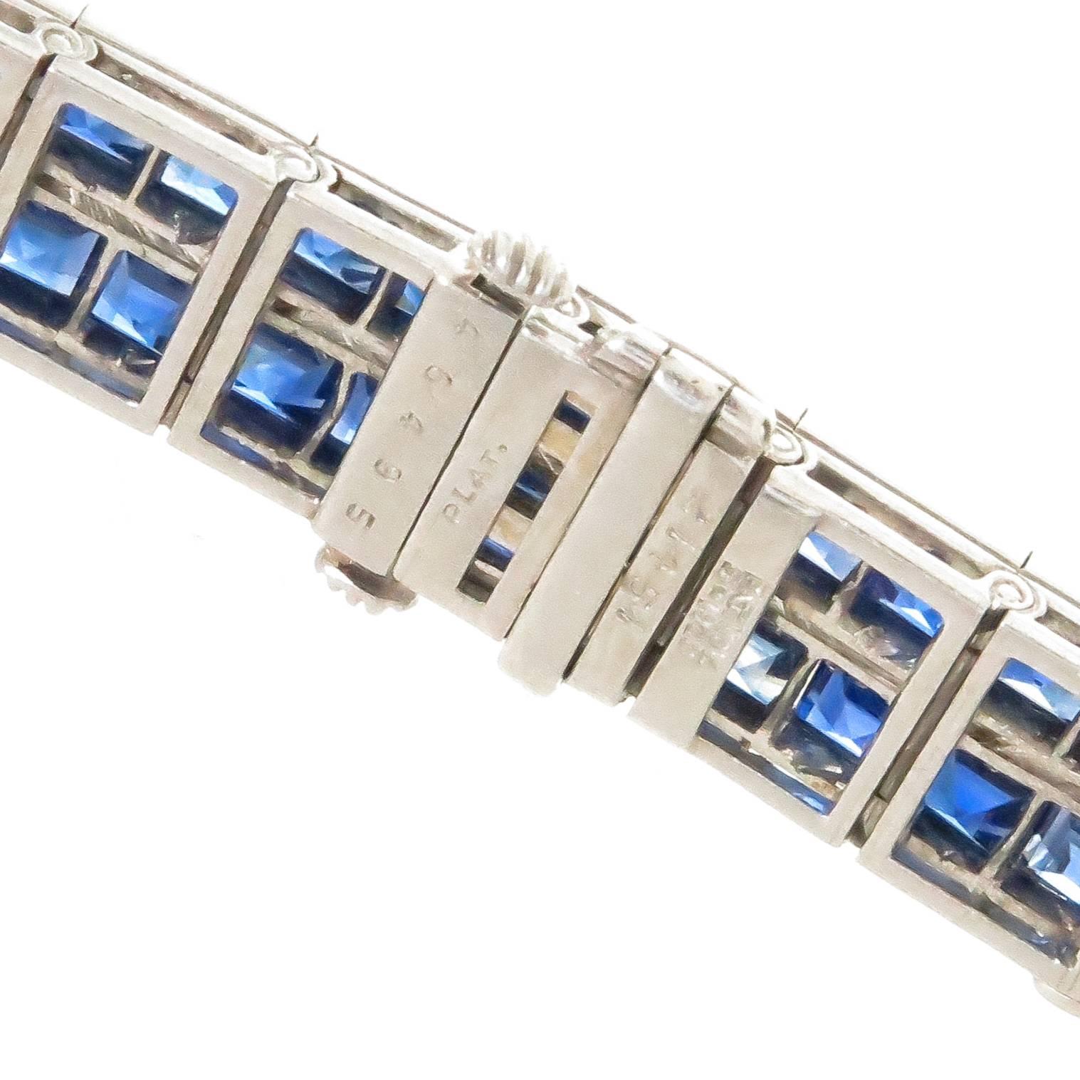 Oscar Heyman Art Deco Platinum Diamond and Sapphire Bracelet 1