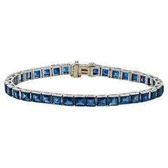 Oscar Heyman Art Deco Platinum Square Sapphires Tennis Bracelet