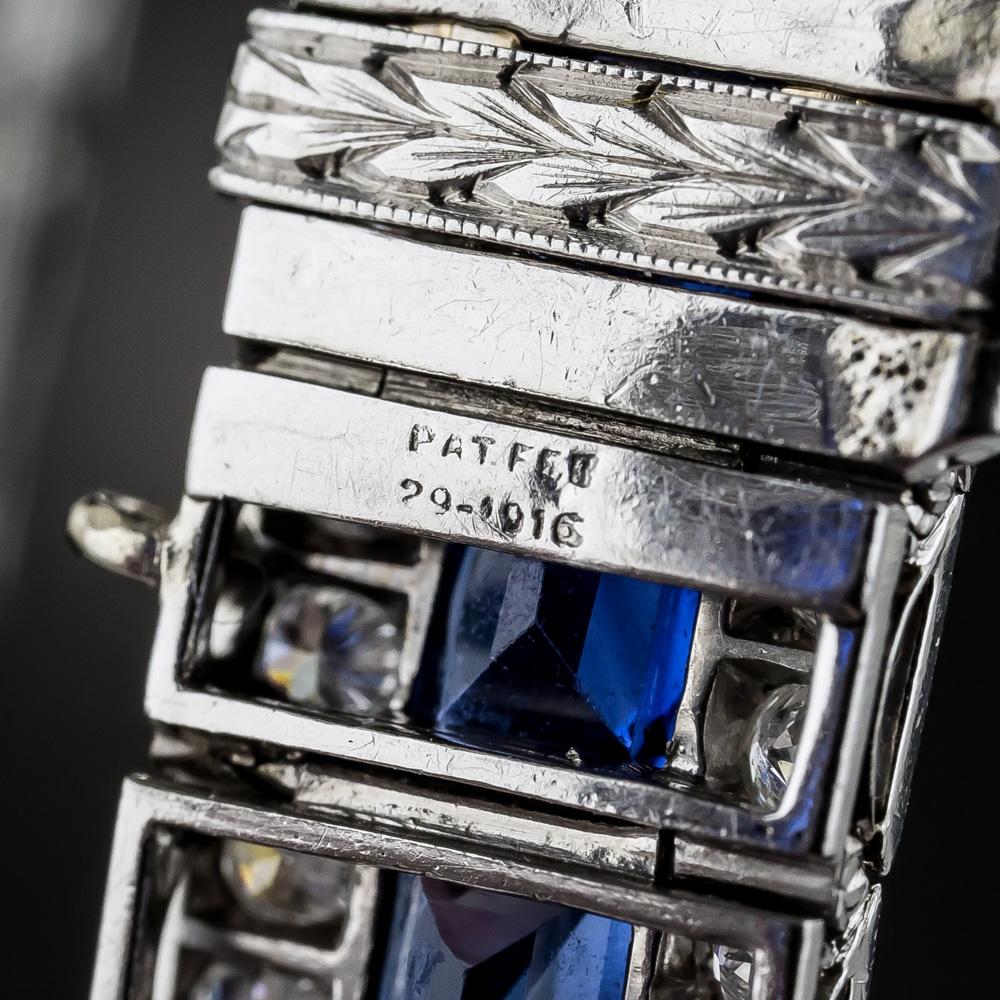 French Cut Oscar Heyman Art Deco Sapphire and Diamond Bracelet