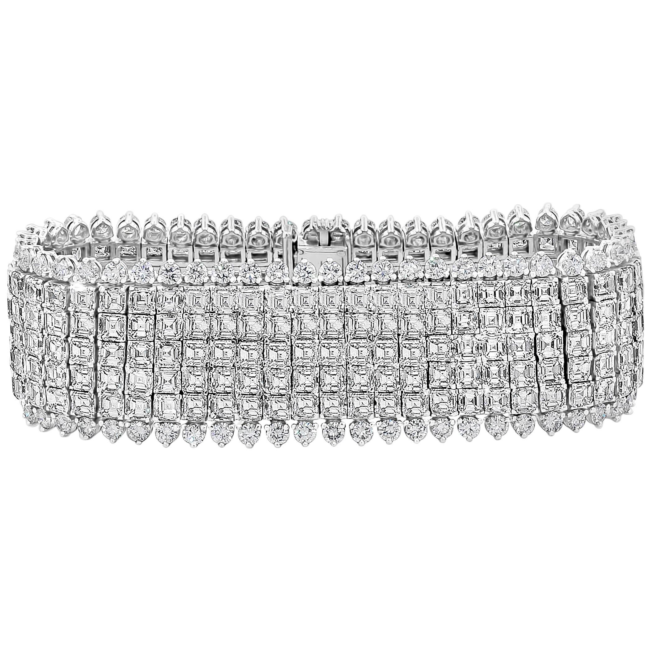 Oscar Heyman Asscher Cut Diamond Multi-Row Bracelet