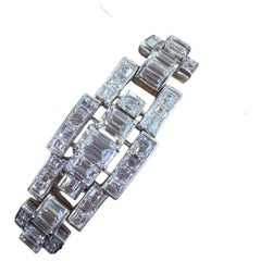 Oscar Heyman Bracelet ART-DECO Platine 30.64 Carat Step-Cut Diamond Geometric