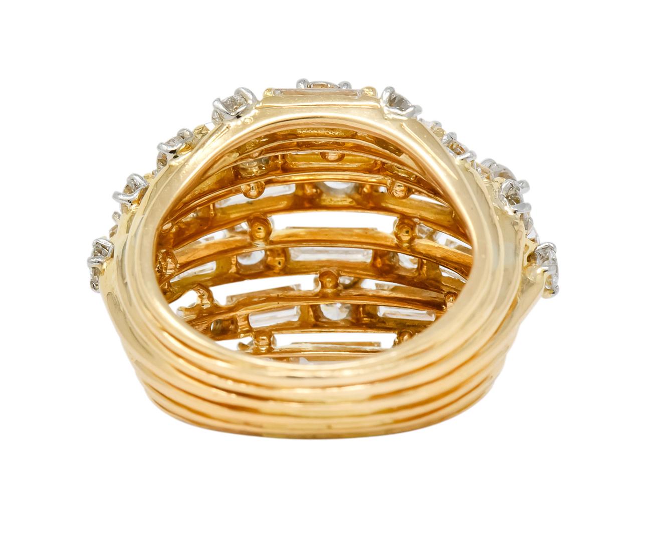 Women's or Men's Oscar Heyman Bros. 1960s Vintage 4.30 Carat Diamond 18 Karat Gold Cocktail Ring