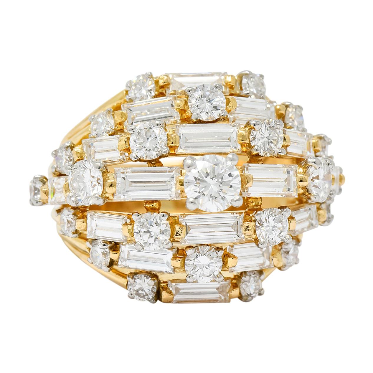 Oscar Heyman Bros. 1960s Vintage 4.30 Carat Diamond 18 Karat Gold Cocktail Ring