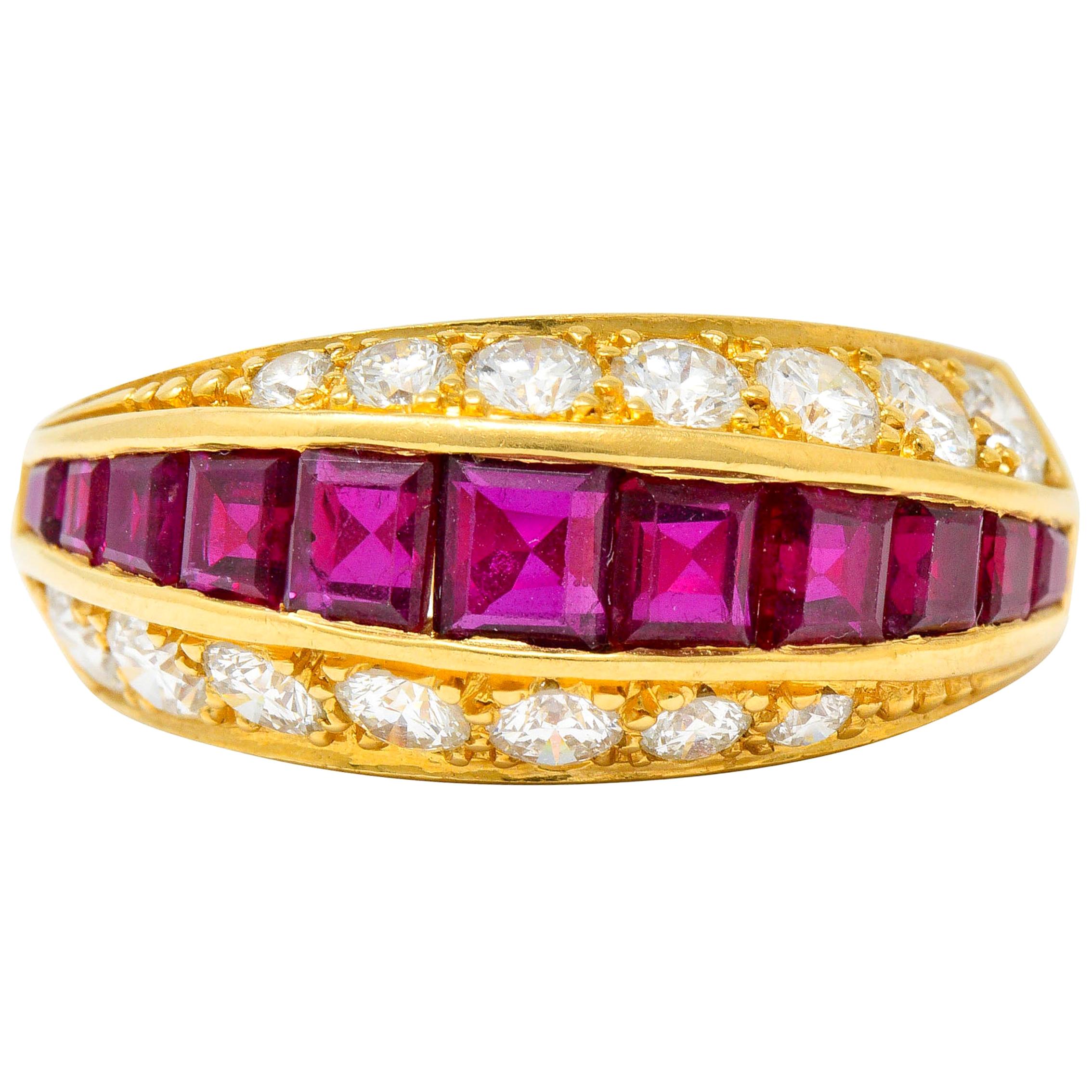 Oscar Heyman Bros. 2.50 Carat Ruby Diamond 18 Karat Gold Band Ring