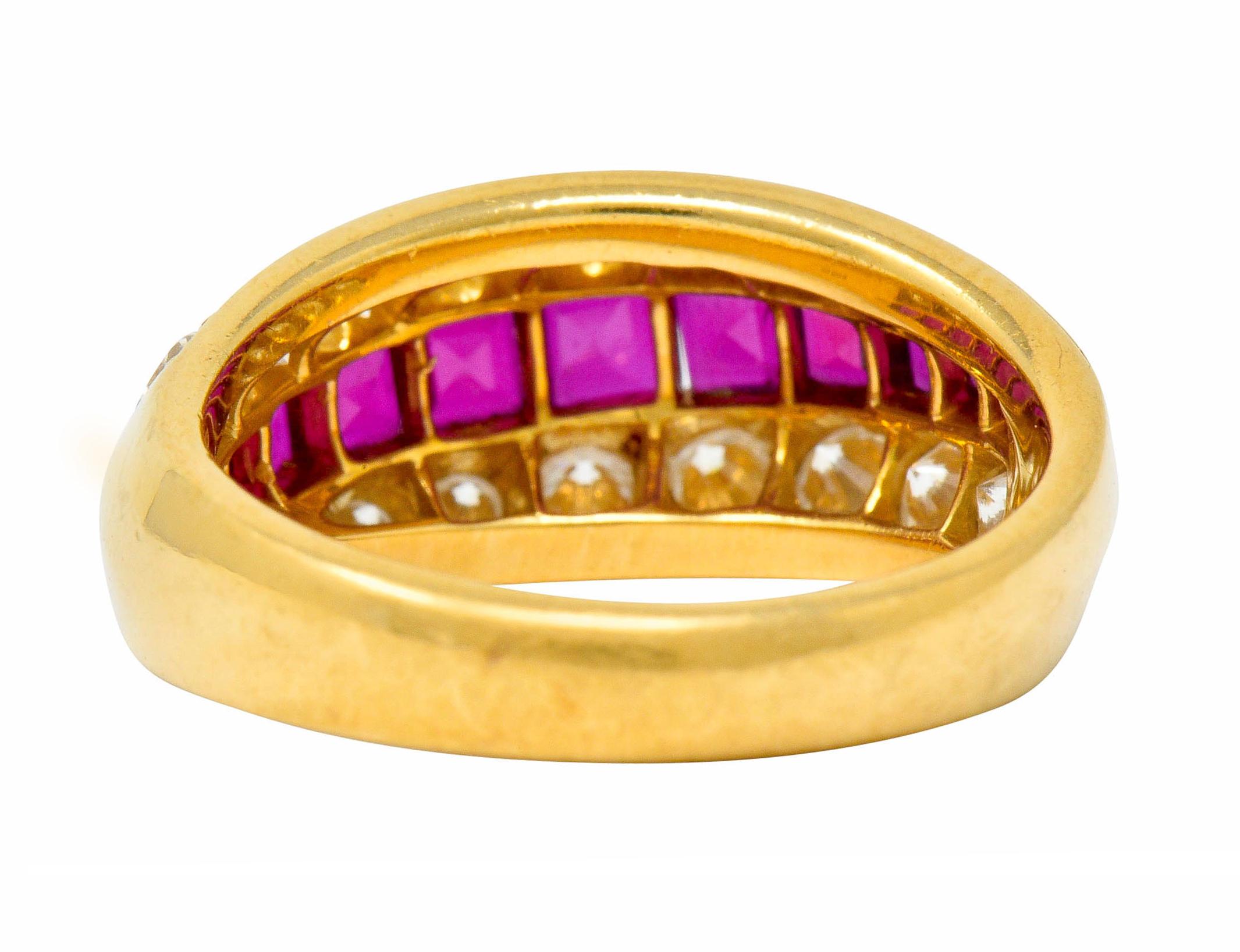 Brilliant Cut Oscar Heyman Bros. 2.50 Carat Ruby Diamond 18 Karat Gold Band Ring