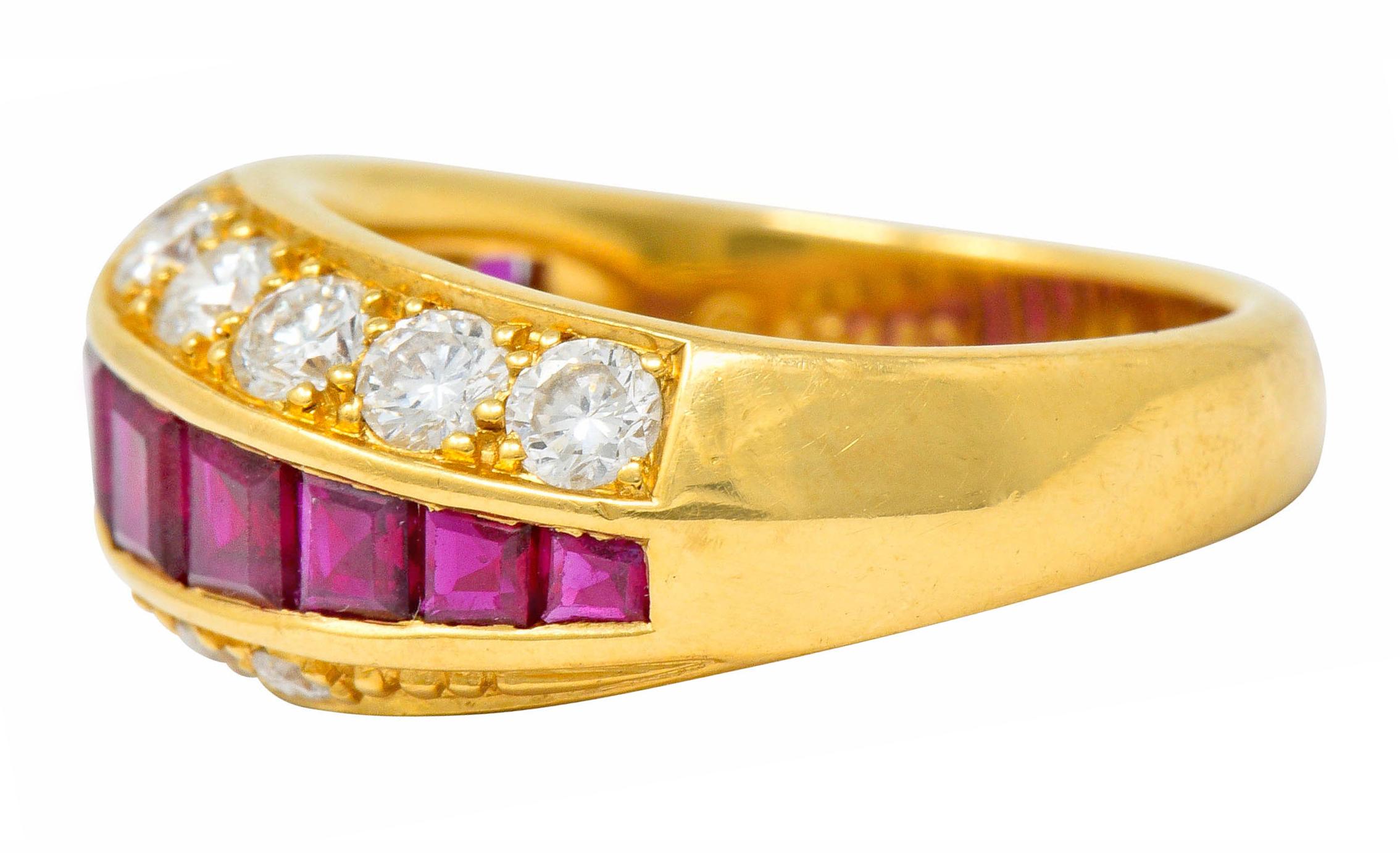 Oscar Heyman Bros. 2.50 Carat Ruby Diamond 18 Karat Gold Band Ring In Excellent Condition In Philadelphia, PA