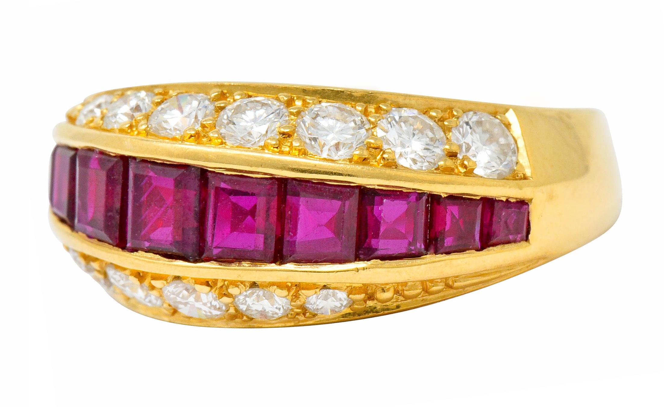 Women's or Men's Oscar Heyman Bros. 2.50 Carat Ruby Diamond 18 Karat Gold Band Ring