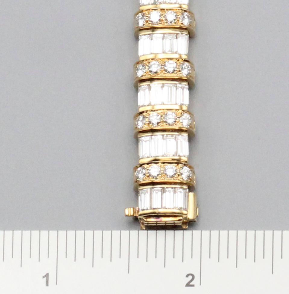 Oscar Heyman Bros. Baguette Brilliant Cut Diamond 18k Yellow Gold Bracelet For Sale 1
