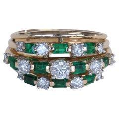 Oscar Heyman Bros. Baguette Emerald and Round Diamond Band 18 Karat and Platinum