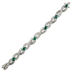 Oscar Heyman & Bros. Emerald Platinum Diamond Bracelet