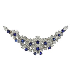 Oscar Heyman Bros. Exquisite Platinum Diamond Sapphire Brooch