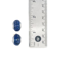 Oscar Heyman Bros. Invisible Set Sapphire & Diamond Earrings