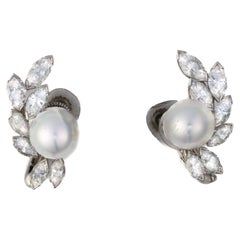 Oscar Heyman Bros Orecchini di platino con perle e diamanti marquise
