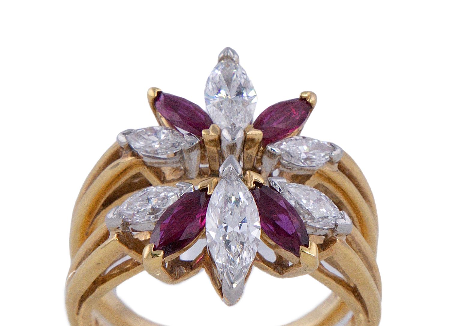 Oscar Heyman Bros Ruby And Diamond Floral Ring View 2