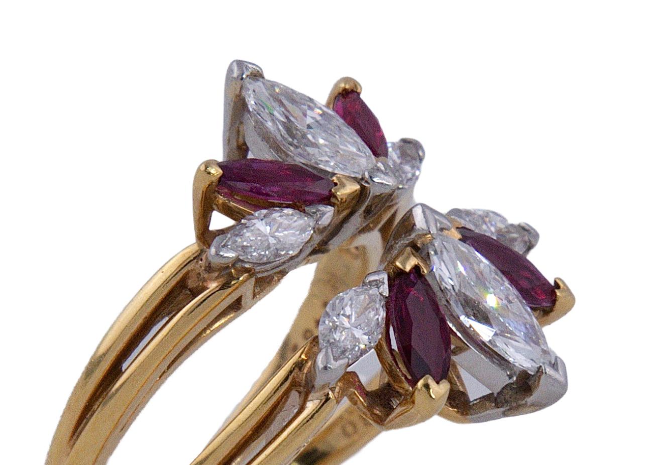 Oscar Heyman Bros Ruby And Diamond Floral Ring View 3