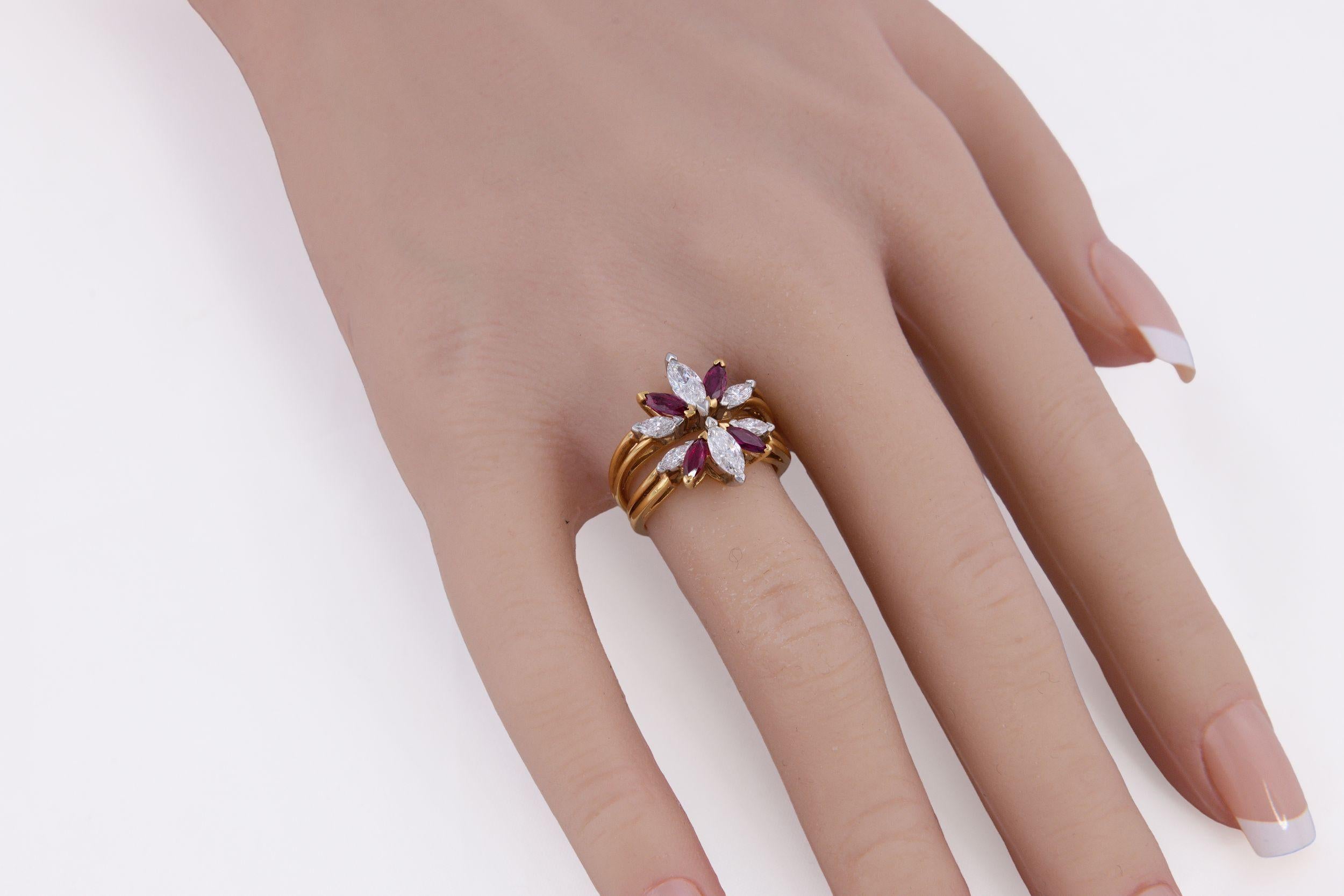 Oscar Heyman Bros Ruby And Diamond Floral Ring View 4