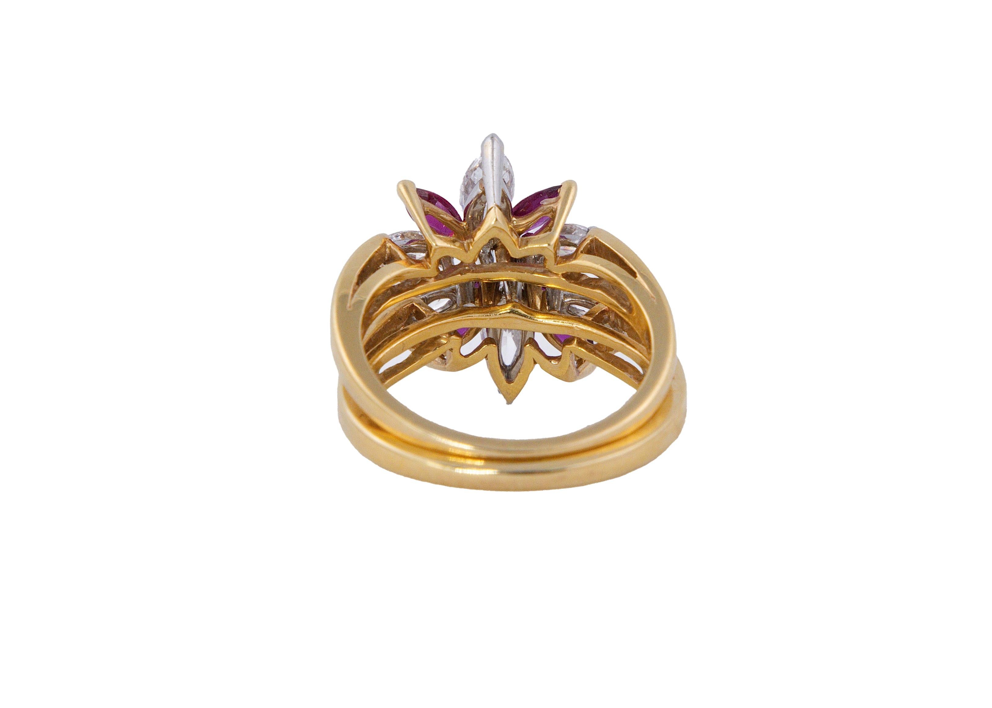 Oscar Heyman Bros Ruby And Diamond Floral Ring View 6