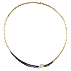 Oscar Heyman Sapphire and Diamond Necklace in 18K Gold with Platinum