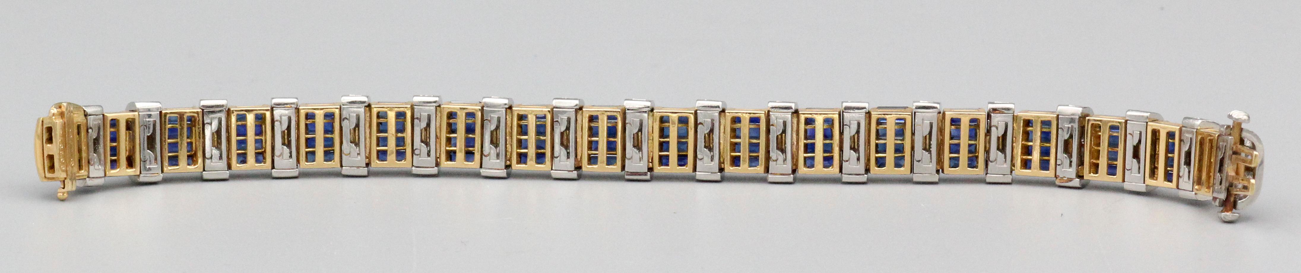 Oscar Heyman Bros. Sapphire Diamond 18k Gold Platinum Bracelet In Good Condition For Sale In New York, NY