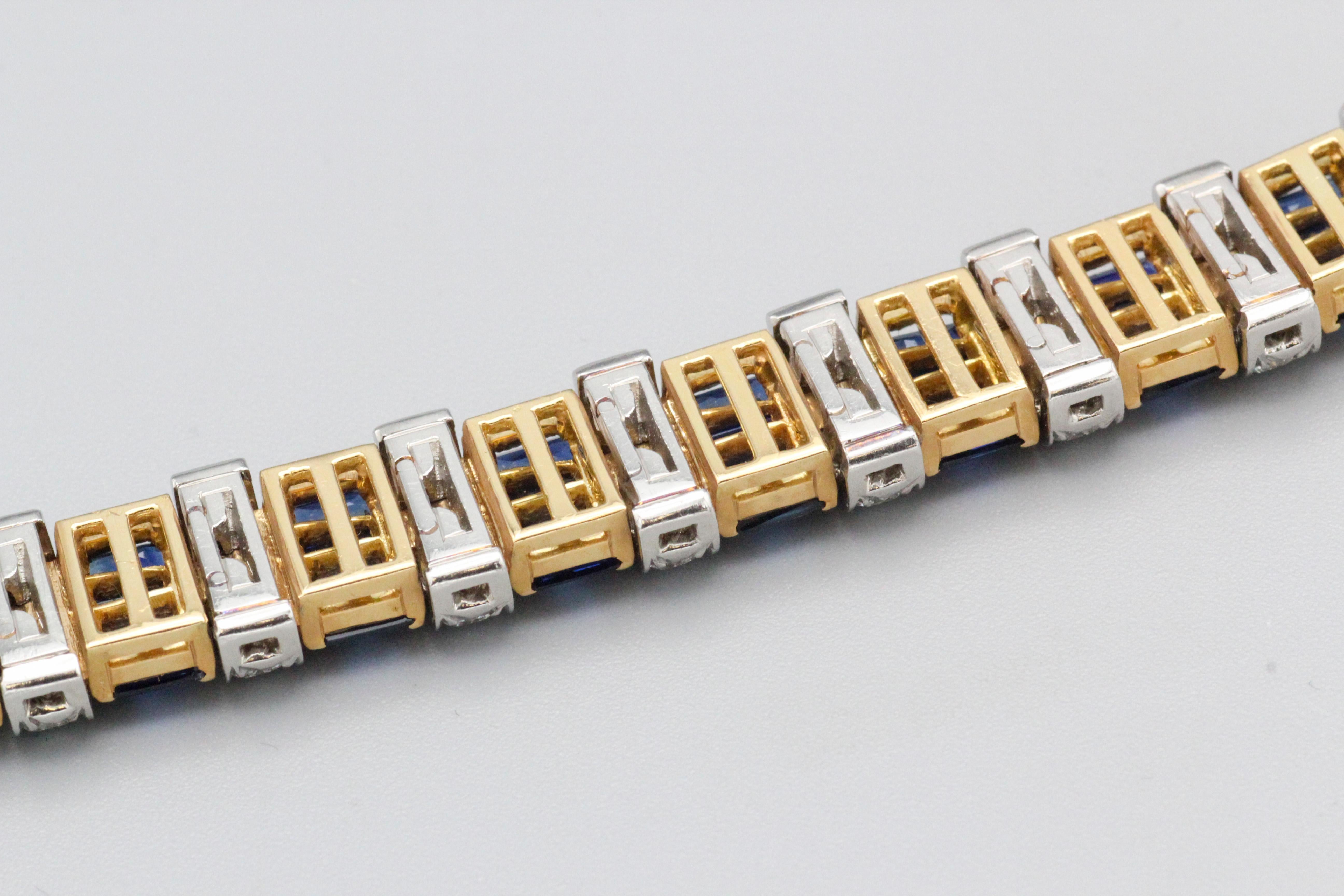Oscar Heyman Bros. Sapphire Diamond 18k Gold Platinum Bracelet For Sale 1