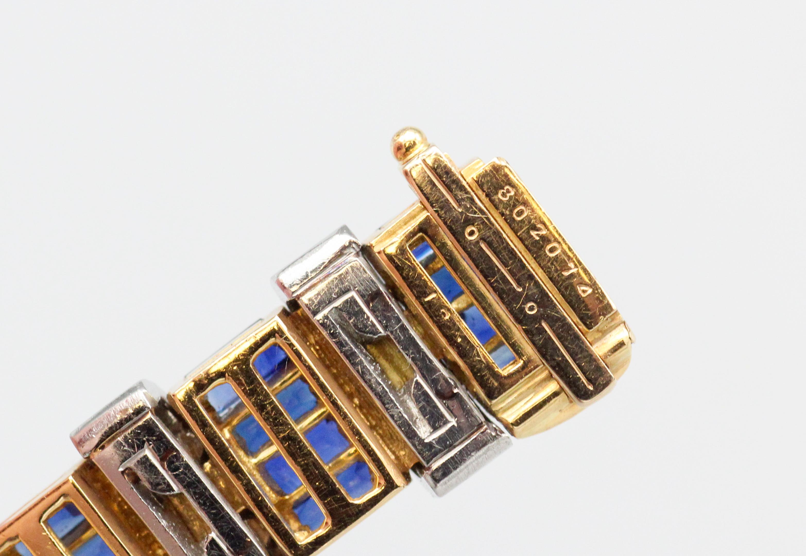 Oscar Heyman Bros. Sapphire Diamond 18k Gold Platinum Bracelet For Sale 2