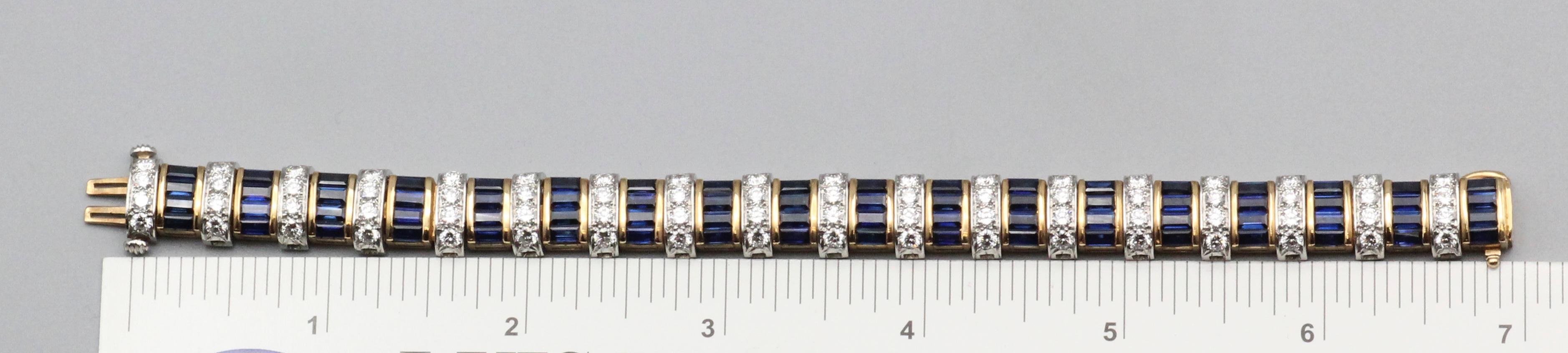 Oscar Heyman Bros. Sapphire Diamond 18k Gold Platinum Bracelet For Sale 3