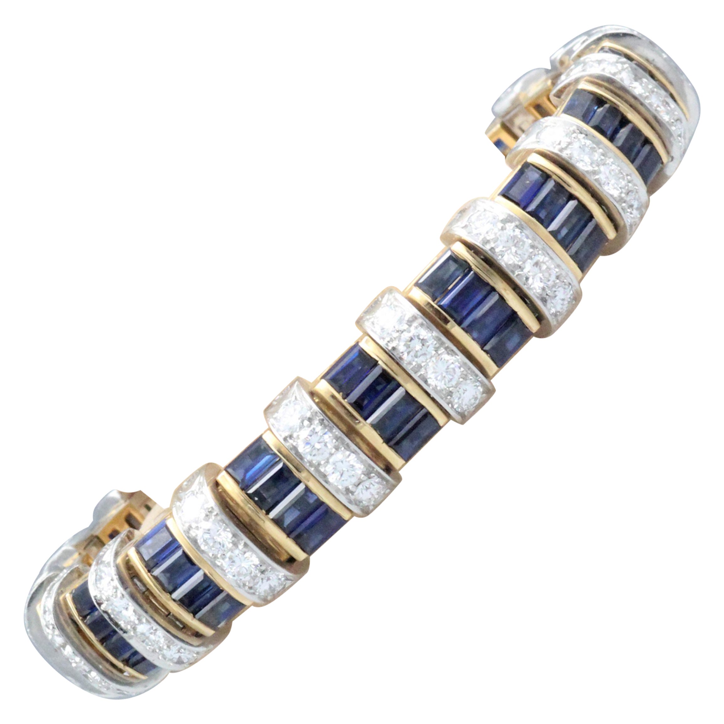 Oscar Heyman Bros. Bracelet saphir diamant or 18k platine en vente
