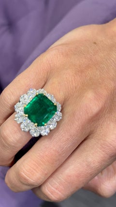 Oscar Heyman Brothers 10.22 Carat Colombian Emerald & Diamond Ring