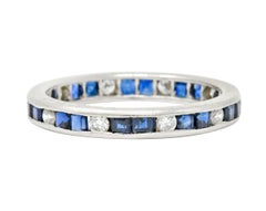 Oscar Heyman Brothers 1.10 Carat Sapphire Diamond Platinum Eternity Band Ring