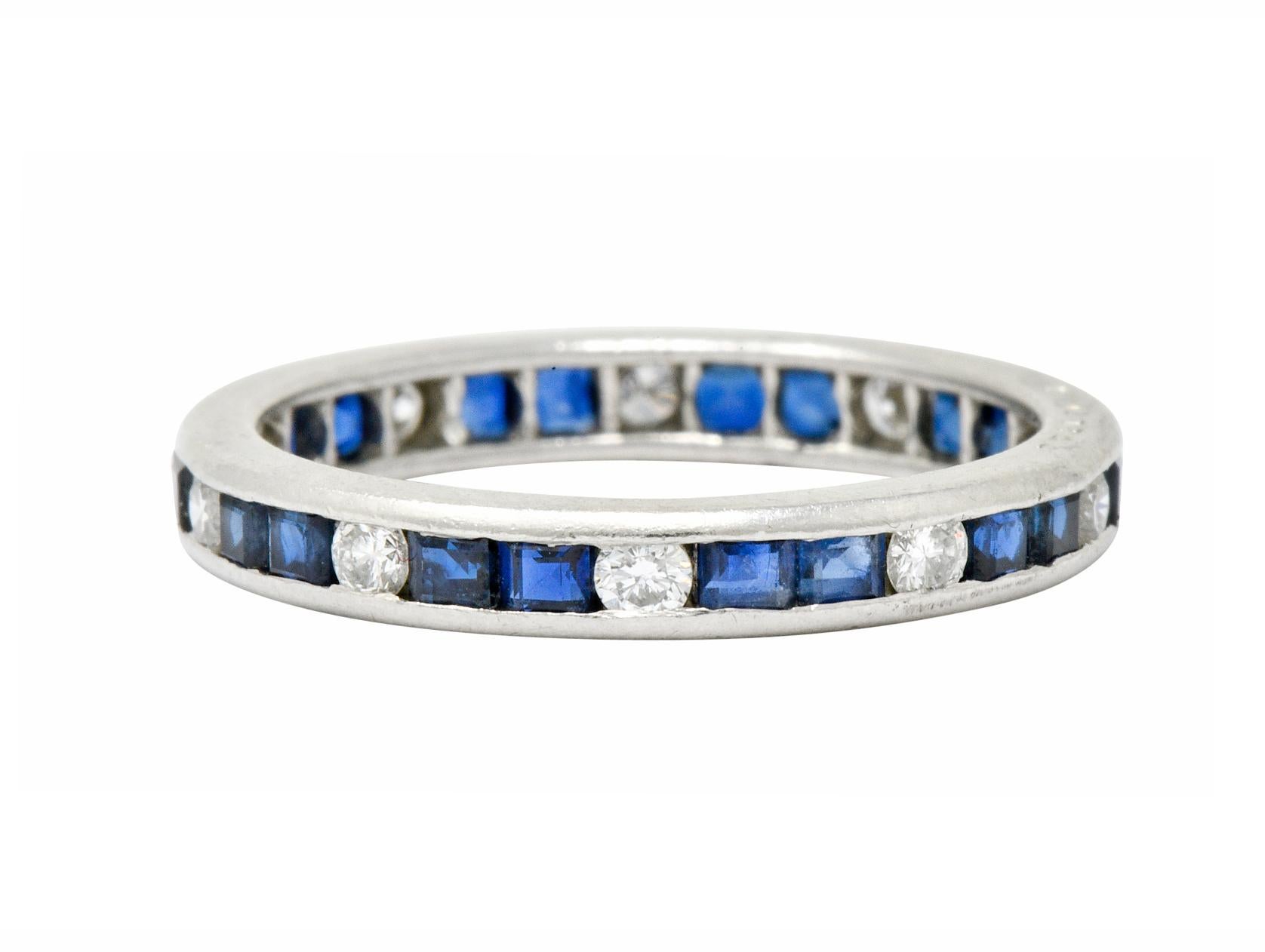 Oscar Heyman Brothers 1.10 Carat Sapphire Diamond Platinum Eternity Band Ring In Excellent Condition In Philadelphia, PA