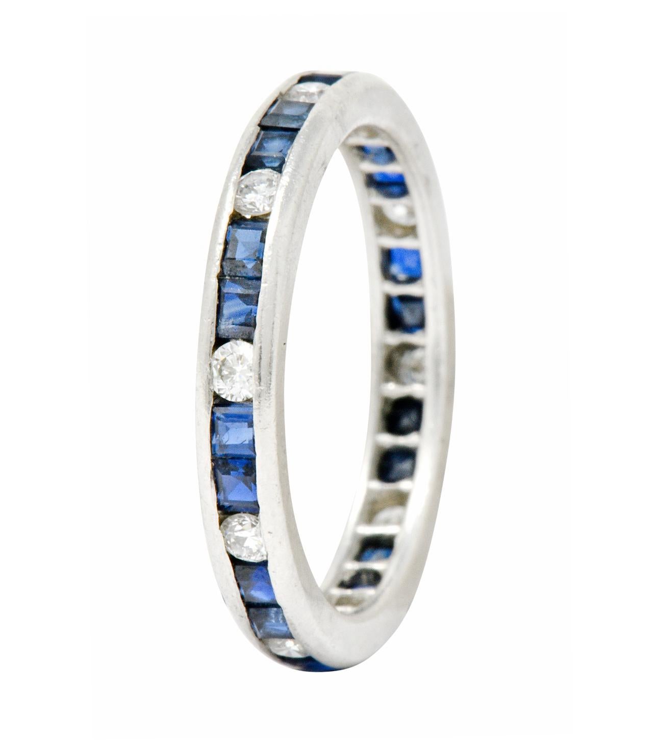 Women's or Men's Oscar Heyman Brothers 1.10 Carat Sapphire Diamond Platinum Eternity Band Ring