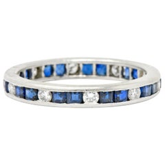 Vintage Oscar Heyman Brothers 1.10 Carat Sapphire Diamond Platinum Eternity Band Ring