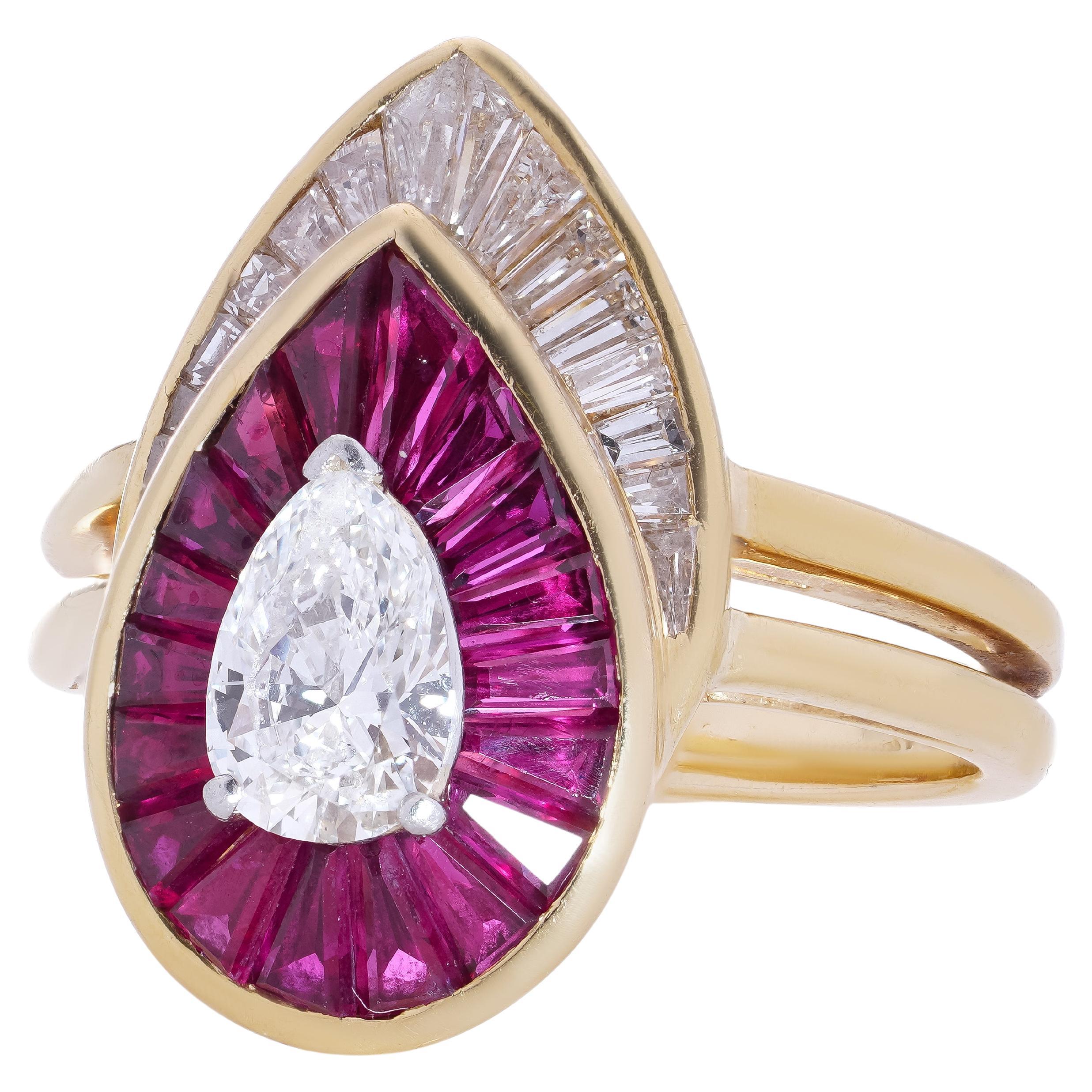 Oscar Heyman & Brothers 18k. gold and platinum ruby and diamond ring 