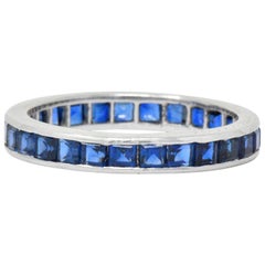 Oscar Heyman Brothers 1980s 2.70 Carat Sapphire Platinum Eternity Band Ring